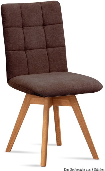 Esszimmerstuhl drehbar (8er-Set) Doria 47x91x60 Eiche geölt/Braun