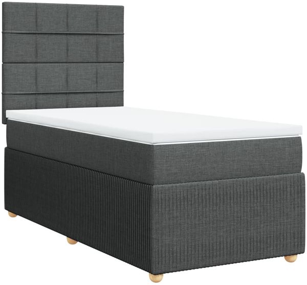 vidaXL Boxspringbett mit Matratze Dunkelgrau 100x200 cm Stoff 3294268 Bild 3