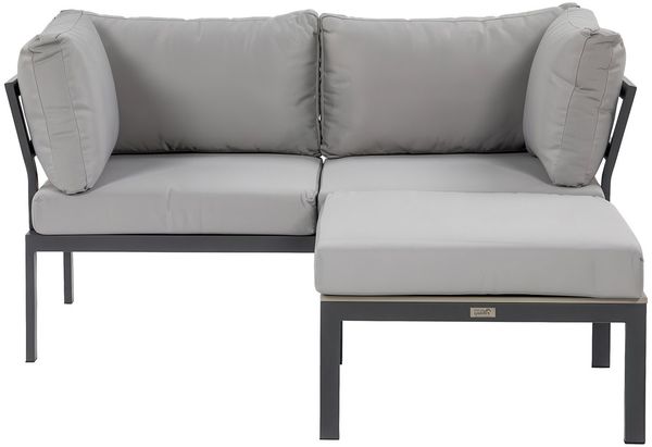 Beautysofa Gartenlounge-Set SANTORINI Hellgrau, modulares Ecksofa mit Couchtisch, (verzinkter Stahl pulverbeschichtet, 7 Kissen, 2-tlg, Sofa + quadratischer Tisch), skandinavischer Stil, kompakte Outdoor Lounge für Garten Bild 3