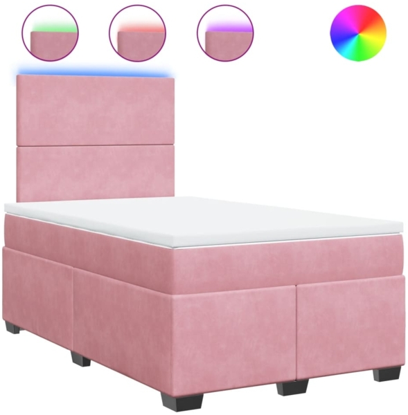vidaXL Boxspringbett mit Matratze Rosa 120x200 cm Samt 3293181
