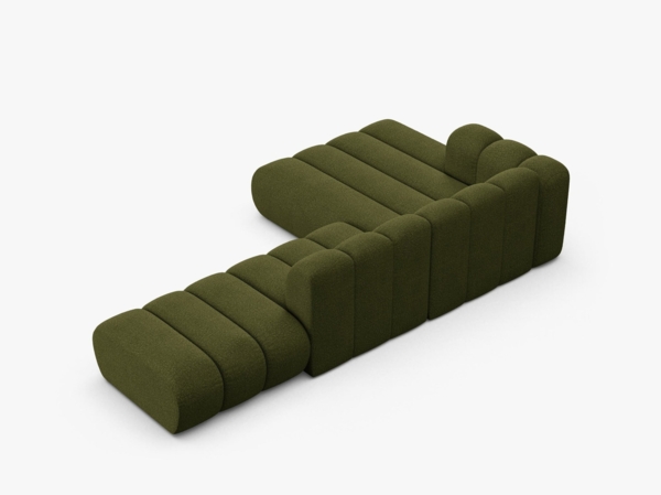 Micadoni Modulares Ecksofa offen Lupine 5-Sitzer Links Boucle Baloo Dunkel-Olivgrün Bild 4