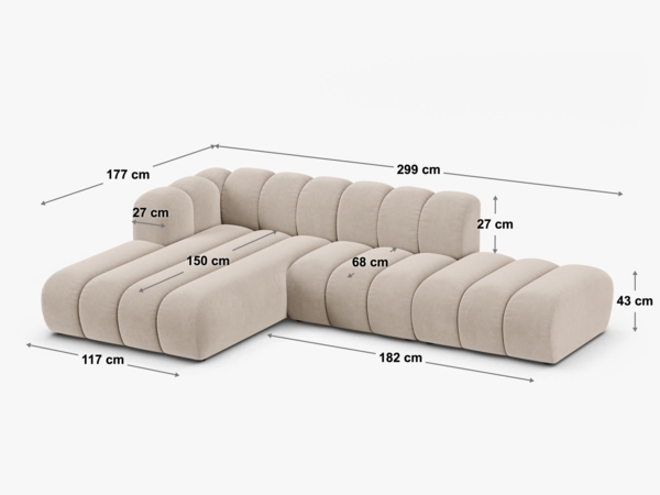 Micadoni Modulares Ecksofa offen Lupine 5-Sitzer Links Boucle Baloo Dunkel-Olivgrün Bild 7