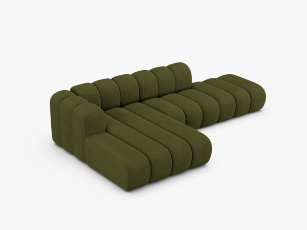 Micadoni Modulares Ecksofa offen Lupine 5-Sitzer Links Boucle Baloo Dunkel-Olivgrün Bild 3