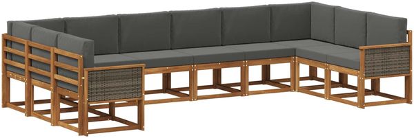 vidaXL Outdoor-Sofagarnitur mit Kissen 10 pcs Natur und Anthrazit 3385568 Bild 2