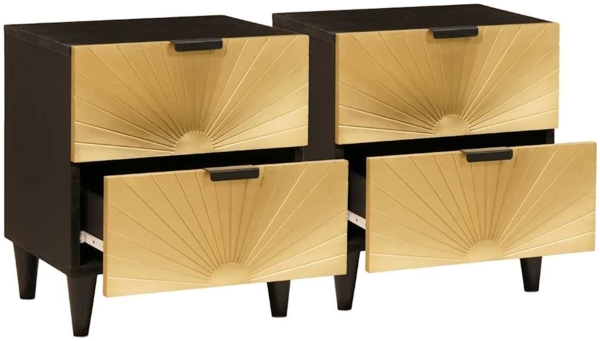 vidaXL Nachttisch 2 pcs Schwarz und Gold 40 x 33.5 x 46 cm 4017827 Bild 1