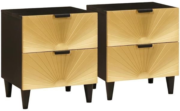 vidaXL Nachttisch 2 pcs Schwarz und Gold 40 x 33 x 46 cm Holzwerkstoff 4017827