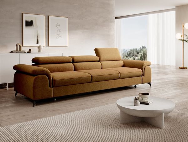 Muffo Sofa Plaza 3, Hohe Metallfüße, Elegante moderne Form, mit Schalffunktion, verstellbaren Kopfstützen