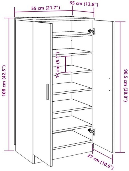 vidaXL Schuhschrank mit 7 Fächern Weiß 243062 Bild 9