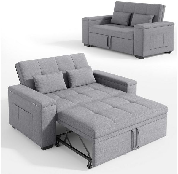 Bealife Schlafsofa 2-Sitzer, Drei verstellbare Rückenlehnenwinkel, B:157CM, Armlehne mit Stauraum
