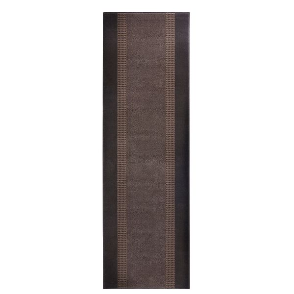 Kurzflor Teppich Läufer Band Braun - 80x400x0,9cm