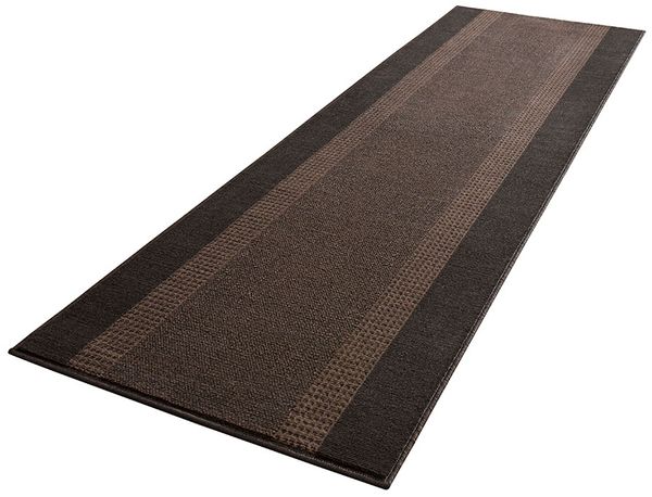 Kurzflor Teppich Läufer Band Braun - 80x400x0,9cm Bild 2