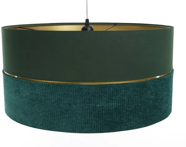 BPS Koncept 0Ex0-004-50 Hängeleuchte TWIST Velourss strukturiert und Satin auf PVC-Basis grün, gold 1xE27 60W H:107 Ø50cm dimmbar Bild 3