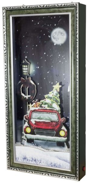 Weihnachtsbild mit dezentem LED und weihnachtlicher Musik - Schneiendes XL Wandbild 79cm