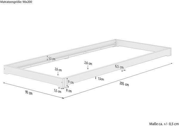 Niederflurbett Bettrahmen Studenten Futon Bodenbett 90x200 Buche Massivholz V-60.66-09ohne Zubehör Bild 4
