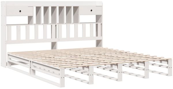 vidaXL Massivholzbett mit Regal ohne Matratze Weiß 180x200 cm Kiefer 3323969 Bild 3