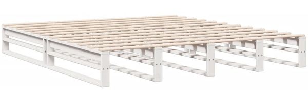 vidaXL Massivholzbett mit Regal ohne Matratze Weiß 180x200 cm Kiefer 3323969 Bild 8