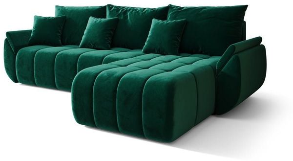 Luxusbetten24 Schlafsofa Designer Sofa Lenoa L in Samt, mit Stauraum und Schlaffunktion