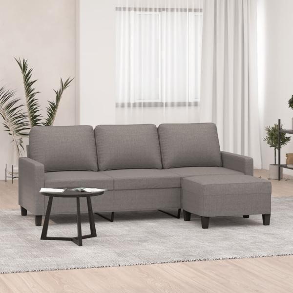 vidaXL 3-Sitzer-Sofa mit Hocker Taupe 180 cm Stoff 3201044