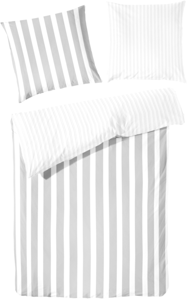 Traumhaft gut schlafen –Perkal-Bettwäsche,2-teilig mit Blockstreifen, in versch. Farben und Größen, Größe: 80 x 80 cm, 155 x 220 cm, Farbe: Jeans Bild 5