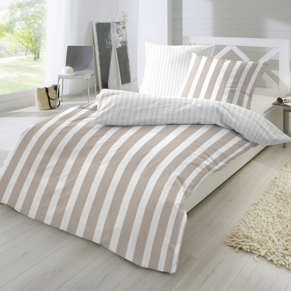 Traumhaft gut schlafen –Perkal-Bettwäsche,2-teilig mit Blockstreifen, in versch. Farben und Größen, Größe: 80 x 80 cm, 155 x 220 cm, Farbe: Jeans Bild 9