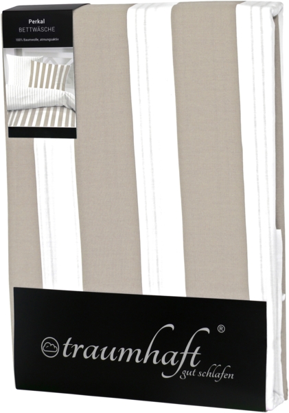 Traumhaft gut schlafen –Perkal-Bettwäsche,2-teilig mit Blockstreifen, in versch. Farben und Größen, Größe: 80 x 80 cm, 155 x 220 cm, Farbe: Jeans Bild 7