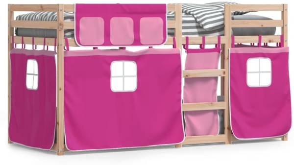 Etagenbett mit Vorhängen Rosa 90x200 cm Massivholz Kiefer 3283948, Natur, 75x190 cm