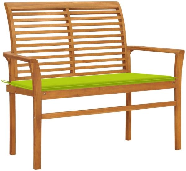 vidaXL Gartenbank mit Hellgrüner Auflage 112 cm Massivholz Teak 3062660