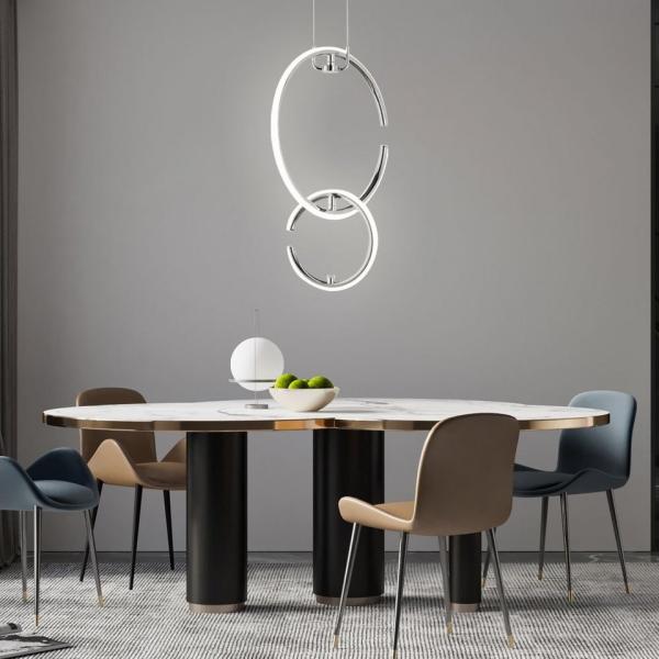 LED Hängeleuchte, 2 flammig, Ringe, neutralweiß, H 230cm