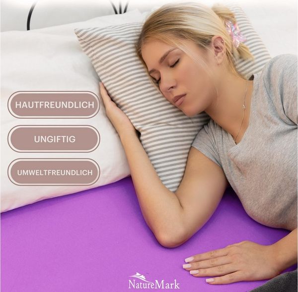 NatureMark Spannbettlaken Jersey Basic Spannbetttuch, 100% Baumwolle, Gummizug: rundum, (1 Stück), in vielen Größen und Farben, bis 25cm Steghöhe, 120x200cm, Lila