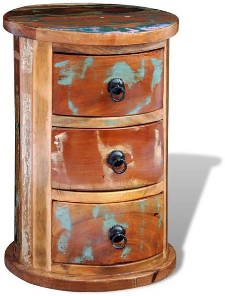 vidaXL Beistellschrank mit 3 Schubladen Altholz Massiv 241646