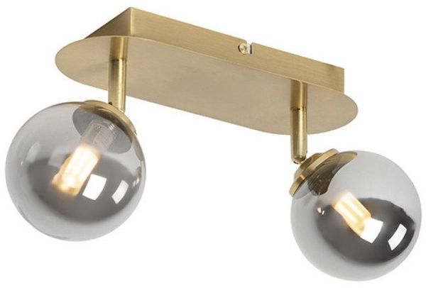 Qazqa LED Aufbaustrahler Athens, ohne Leuchtmittel, G9, Gold/Messing, Landhaus, Glas, 2-flammig