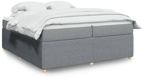 vidaXL Boxspringbett mit Matratze Hellgrau 200x200 cm Stoff 3285595