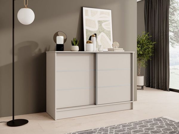 Beautysofa Kommode MIRELA mit 2 Schiebetüren (in 100 cm, 120 cm oder 160 cm, verschiedene Farben), mit dekorativen Sprossen