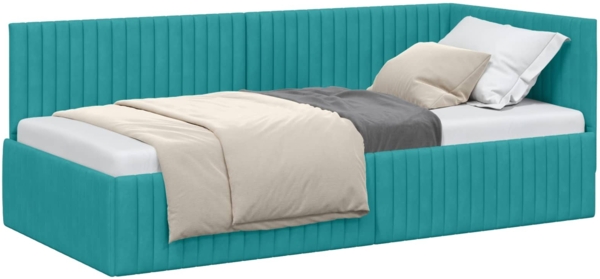 vidaXL Eckbettgestell mit Kopfteil Türkis 90 cm x 190 cm Samt 42016264