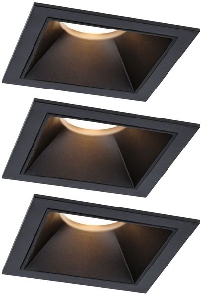 Paulmann 93125 LED Cole Coin Basisset eckig 3er-Set 2700K Schwarz 3-Step-Dim IP44