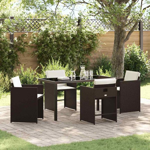 vidaXL Garten Essgruppe 5 pcs Braun Poly-Rattan 3380698
