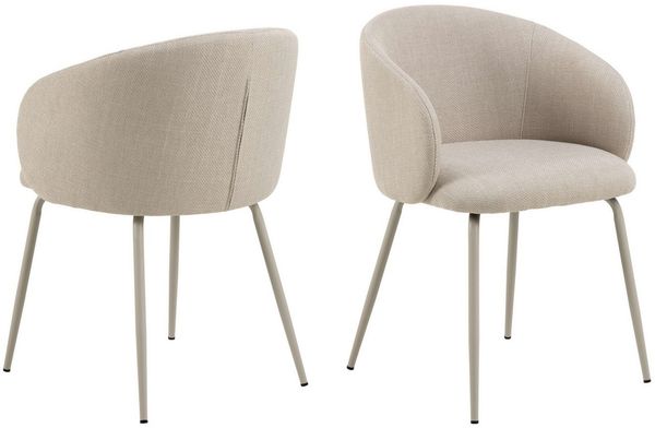 ACTONA GROUP Esszimmerstuhl Eleanor 2er Set, gepolstert mit Armlehne, bequem, modern, beige (Set), Skandinavisches Design, hoher Sitzkomfort & weicher Stoff