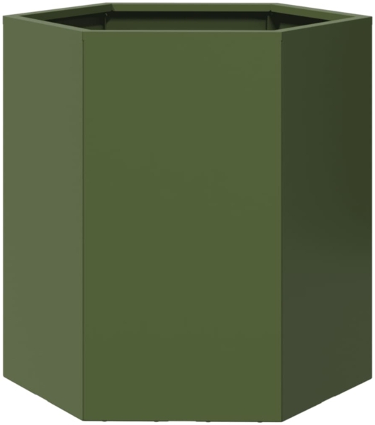 vidaXL Pflanzkübel Olivgrün Sechseckig 46x40x45 Stahl 851114