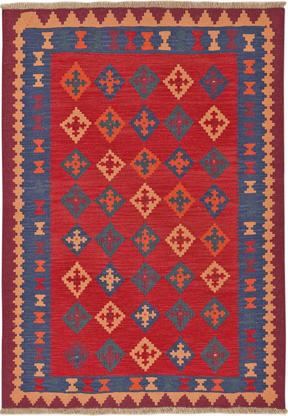 Looma 'Kasra' Kelim Gashgai handgewebt, Schurwolle Rot, 126x178 cm