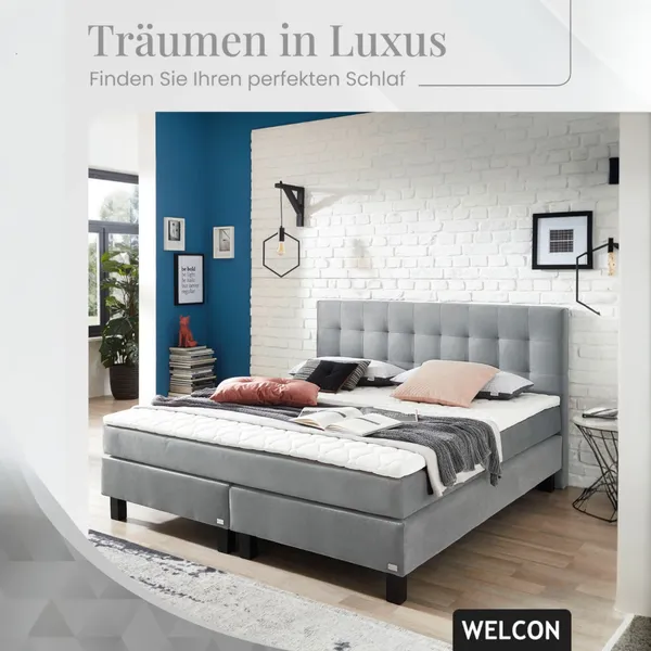 Boxspringbett Rockstar® Limited Edition II Samt 180x200 cm in Hellgrau und Härtegrad H2