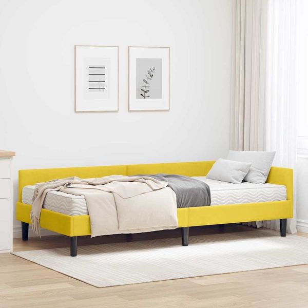 vidaXL Eckbettgestell mit Matratze Sonstiges 2 pcs Gelb Samt 3393712