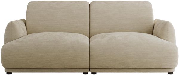 Modernes Design Sofa PUNTA 206 cm 3-Sitzer HR-Schaum Rückenlehne, Wellenfederung, Massivholzrahmen, Sofa mit Armlehnen - Beige Schenille glatt Bild 6