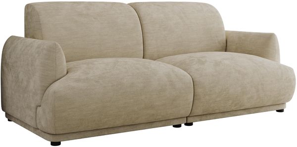 Modernes Design Sofa PUNTA 206 cm 3-Sitzer HR-Schaum Rückenlehne, Wellenfederung, Massivholzrahmen, Sofa mit Armlehnen - Beige Schenille glatt Bild 5
