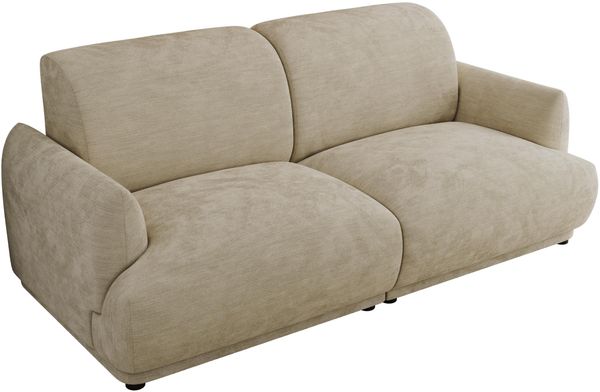 Modernes Design Sofa PUNTA 206 cm 3-Sitzer HR-Schaum Rückenlehne, Wellenfederung, Massivholzrahmen, Sofa mit Armlehnen - Beige Schenille glatt Bild 7