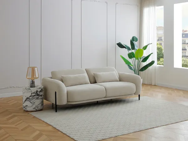 Vente-unique - ARAVIO Sofa Stoff Beige - B 102 cm x H 100 cm75 cm x L 210 cm