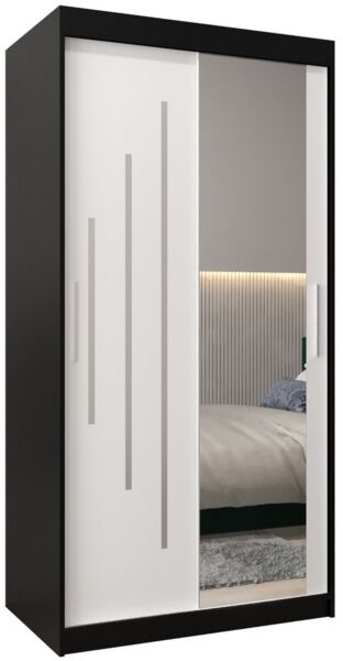 MOEBLO Schiebetürenschrank MALTESE 2 (mit Spiegel, mit/ ohne Schubladen, Schwebetürenschrank Schrank Garderobe Schiebtüren Schlafzimmer Wohnzimmerschrank) (BxHxT):100/120/150/180/200/250x200x62 cm