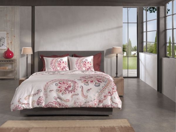 Heckett & Lane Mako-Satin Bettwäsche 155x220 Ruby natural Paisley rosa pink Bild 5
