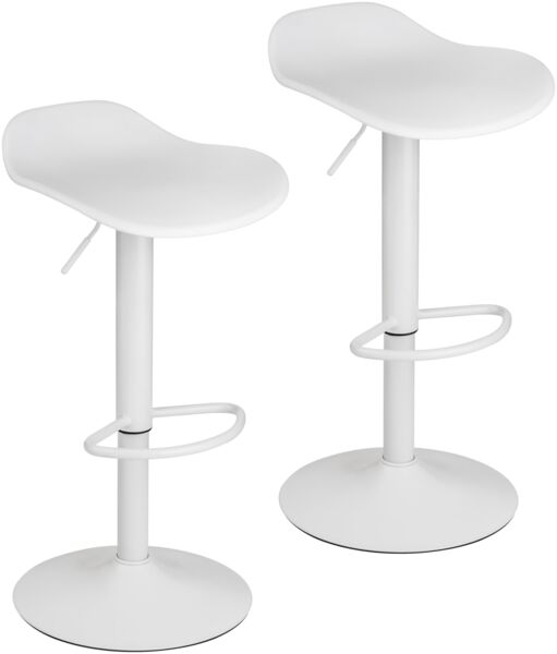 Baroni Home 2er Set Barhocker mit Verstellbarer Höhe, Barstuhl mit kratzfester Boden und Fußablage, Tresenhocker für Küche, Restaurant und Bar, 41x40x64-86 cm, 2 Stück, Weiß