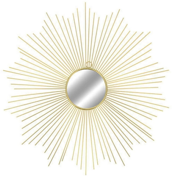 Hängespiegel Wandspiegel Dekospiegel Sonne Metall Gold Ø65cm