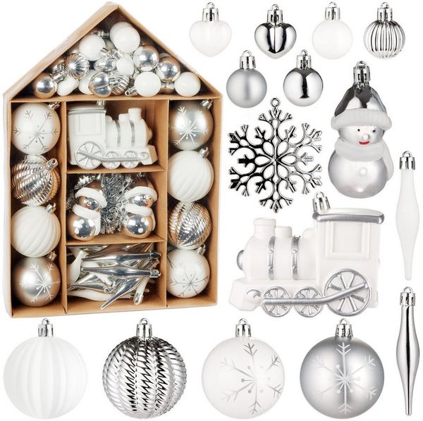 BRUBAKER Weihnachtsbaumkugel Christbaumschmuck - Weihnachtskugel Set mit Lokomotive (70 St), Baumkugel Baumschmuck - Anhänger für Weihnachtsbaum